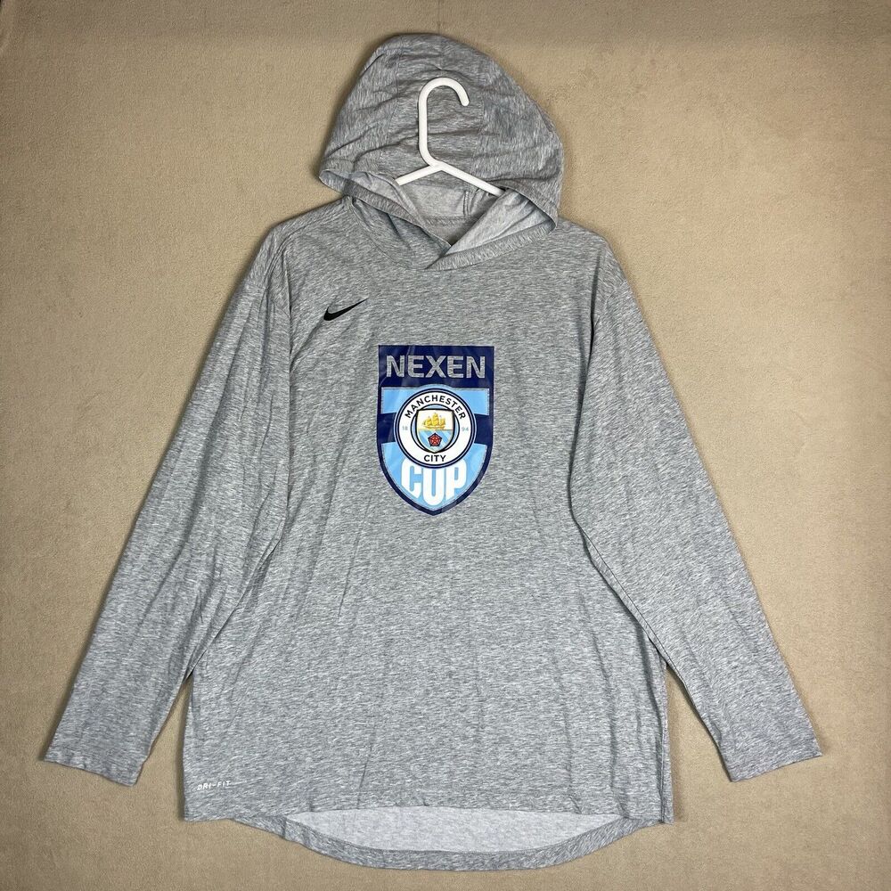 Nike Shirt Mens Extra Large Gray Long Sleeve Hoodie‎ Dri Fit Nexen Cup Adult